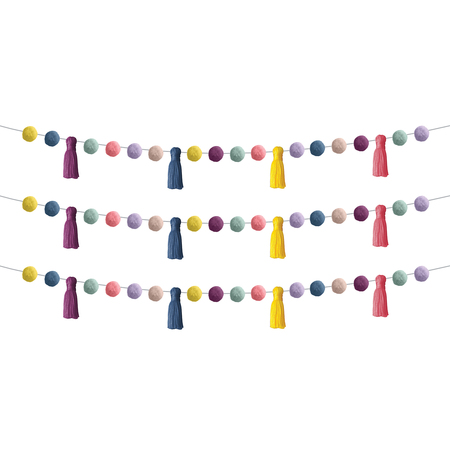 TEACHER CREATED RESOURCES Oh Happy Day Pom-Poms and Tassels Garland, PK3 TCR9093